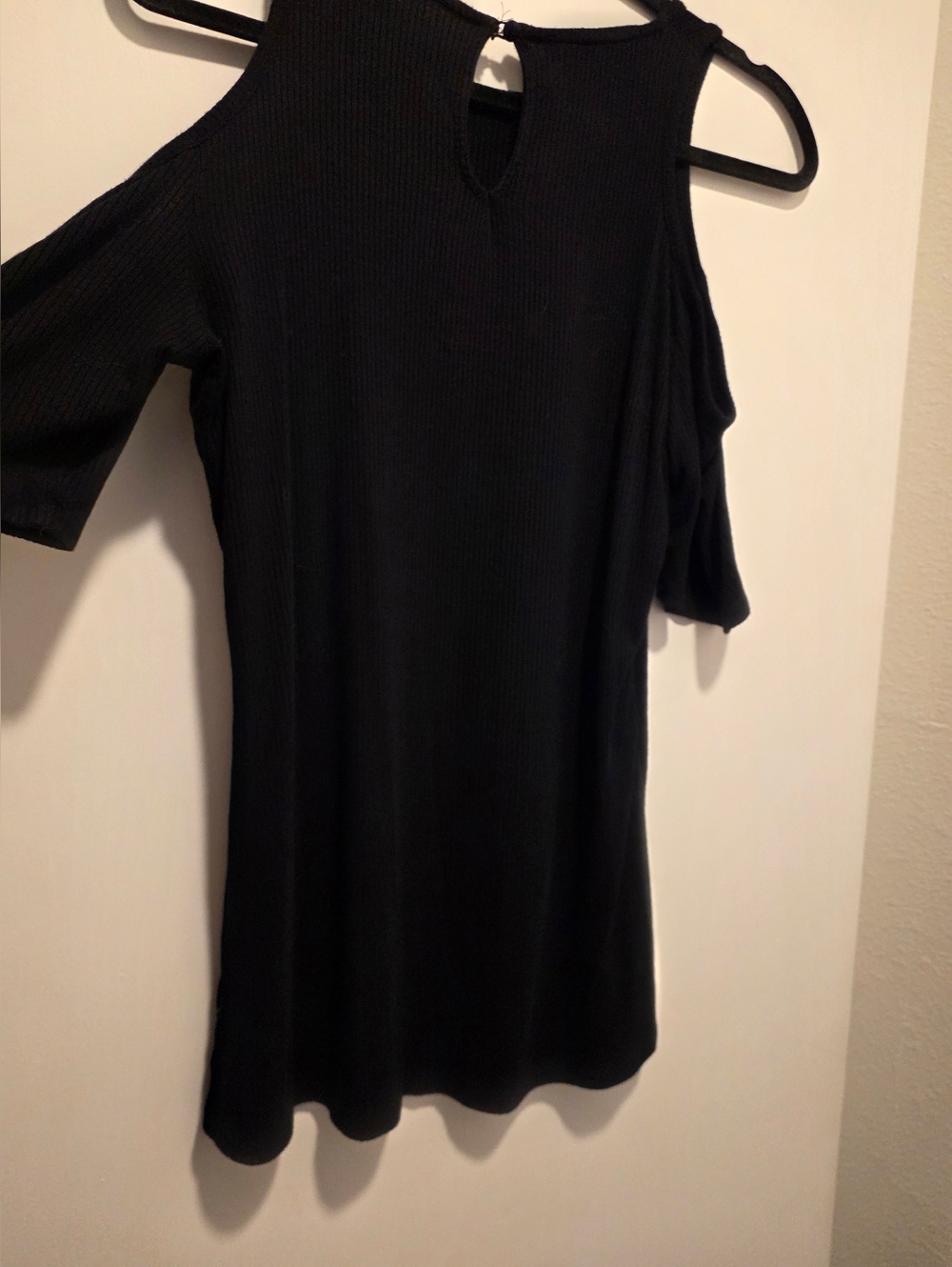 INC Black Knit Gold Shoulder Top Sz Med Like New